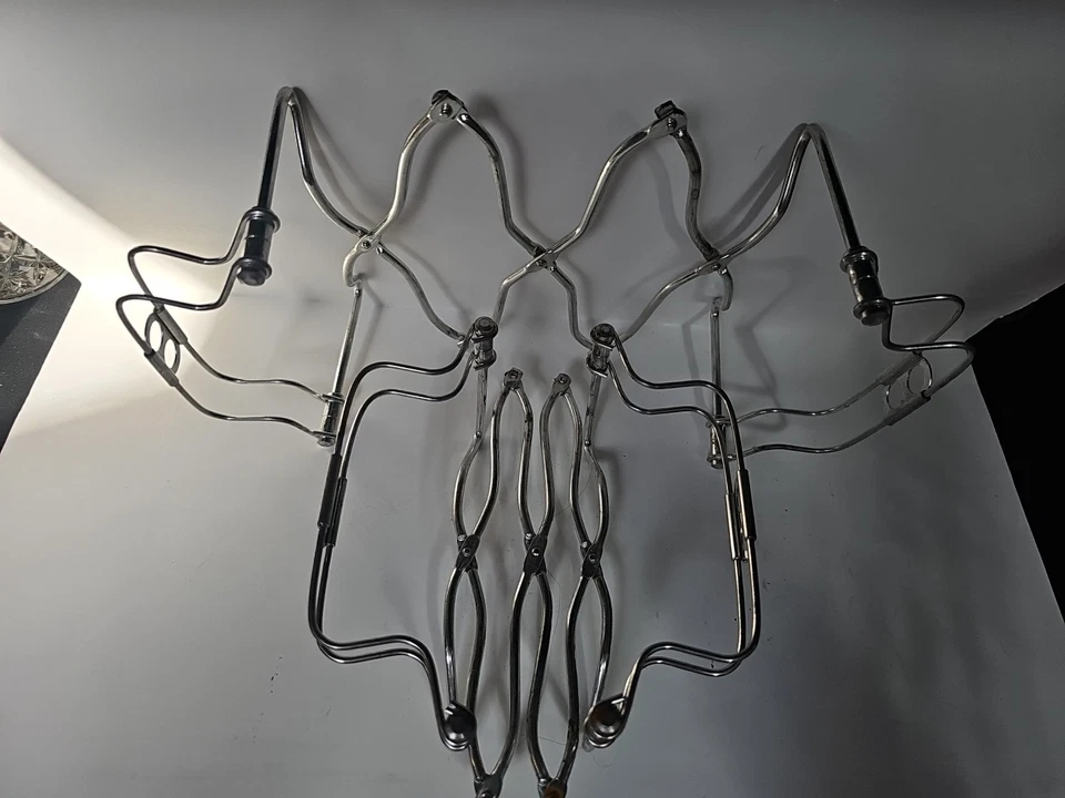 2 MCM Vintage Metal Rosti Expandable Trivet Casserole Dish Holder Italy 1950 EUC - Image 2 of 4