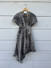 Zimmermann Admire Animal Leopard Print V Neck Cotton Dress Size 0 AU 8 US 4