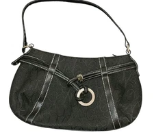 New York & Co Black Handbag Purse Sholder Bag Silvertone Accent EUC