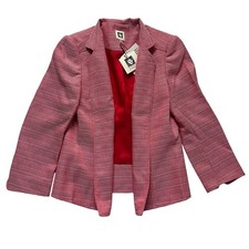 Anne Klein Red Textured Open Front Blazer Jacket  Size 4  NWT