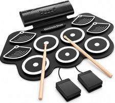 Electronic Drum Set for Kids 9 Pad Roll Up Digital Drums with Speakers MIDI