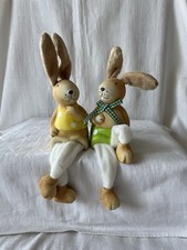 Osterhasen Kantenhocker 2 Set, Keramik Mit Plüschohren, ca 14,5 cm ￼￼