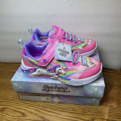 Skechers Magical Collection Unicorn Light Up Girls Pink Sneakers Size 3 New