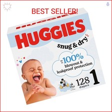 Huggies Size 1 Diapers, Snug & Dry Newborn Diapers, Size 1 (8-14 lbs), 128 Count 0.26 per diaper