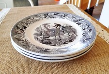 Lot 3 Assiettes Parlantes en Porcelaine LONGWY Chasse 19,5cm 
