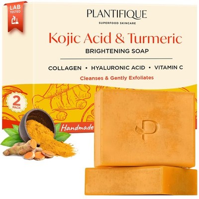 PLANTIFIQUE Turmeric and Kojic Acid Soap - 2 Stück Gesichtsseife Kojisäure und