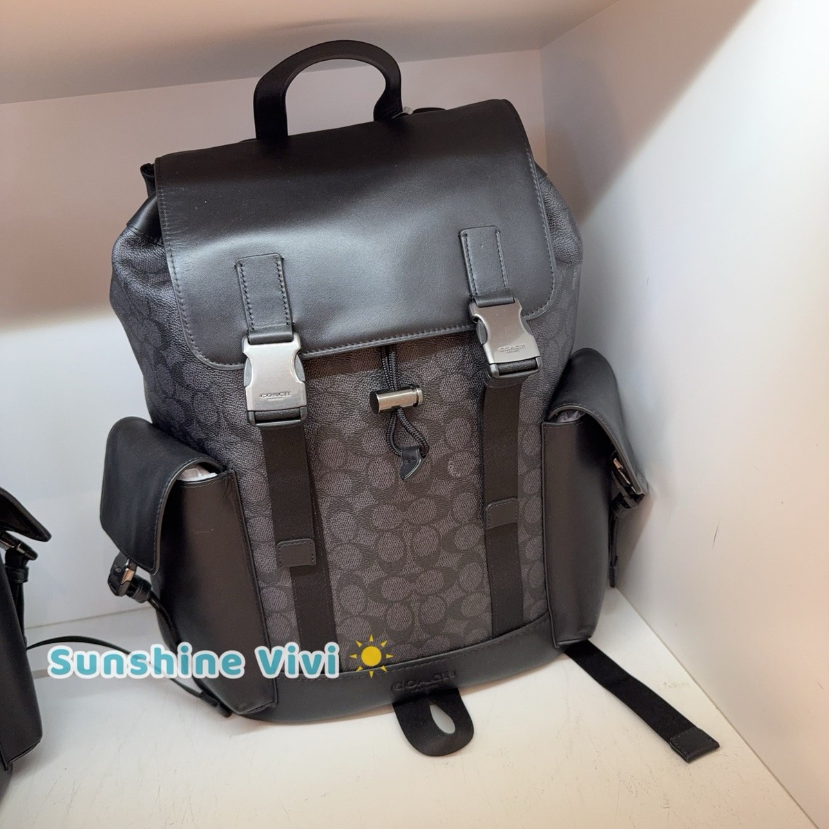 NWT COACH MEN'S Clark Backpack In Signature Canvas CCF90 Gunmetal