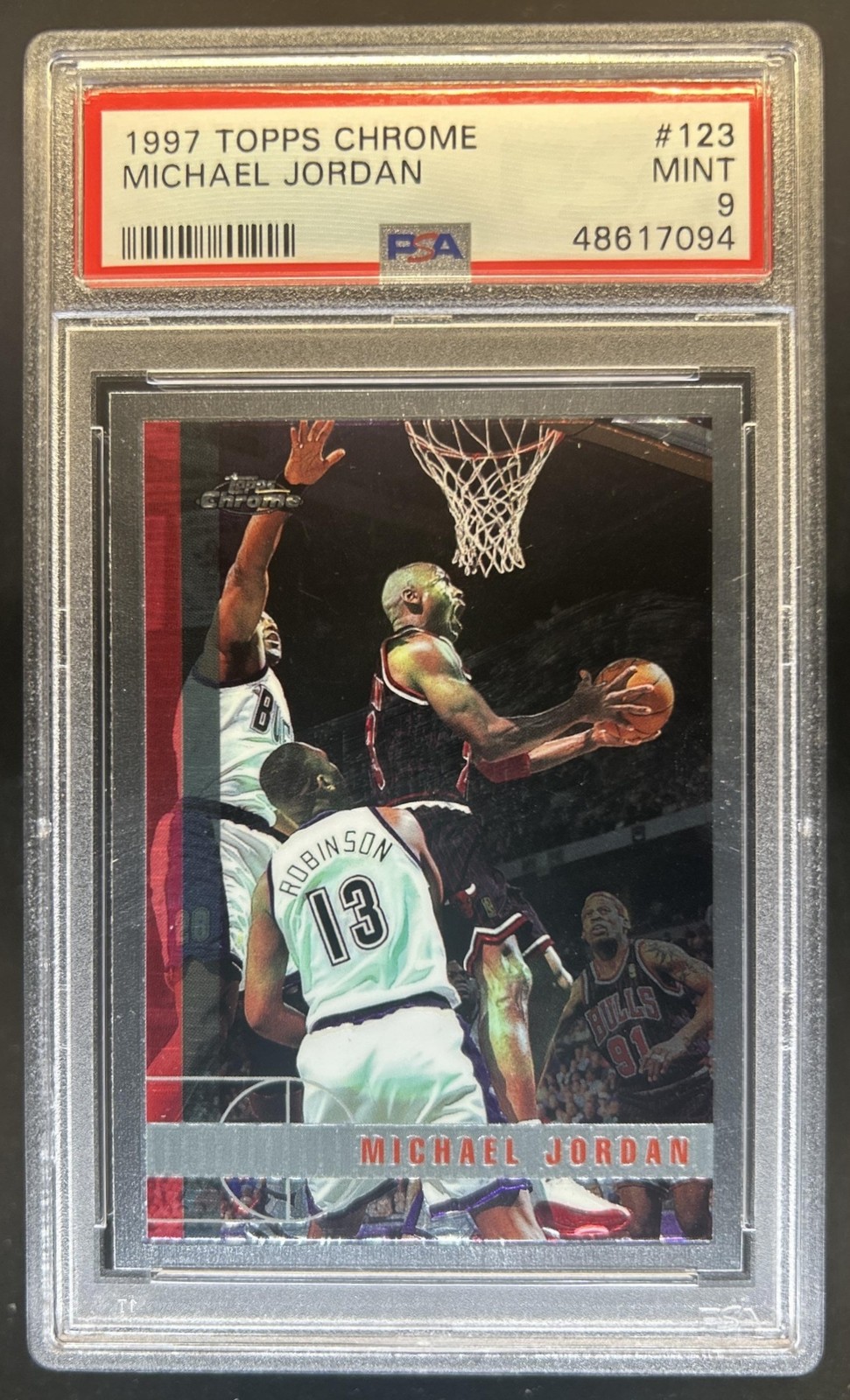 1997-98 Topps Chrome Michael Jordan #123 Bulls PSA 9 view 1