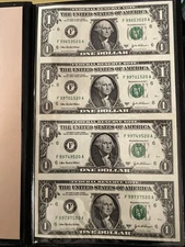 World Reserve Monetary Exchange Sheet Of Four Uncut US $1. 2003A  Bills With COA