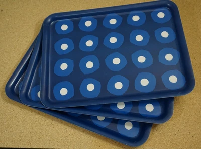 3x Ikea PILLERSTARR Tray 15x11" Blue/White Dotted Dot Pattern - Image 1 of 3