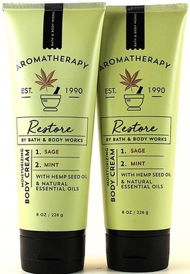 QTY 2 - Bath & Body Works RESTORE - SAGE MINT Body Cream Lotion Moisturizer 8oz