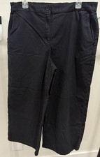 Eileen Fisher Womens Sz XL Black Crop Wide Leg Organic Cotton Hemp Canvas Pants