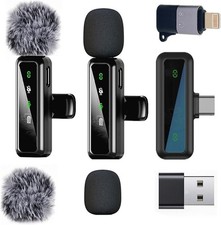 Wireless Microphone Mini Mic for iPhone/Android Phone, LED Display Lavalier Micr