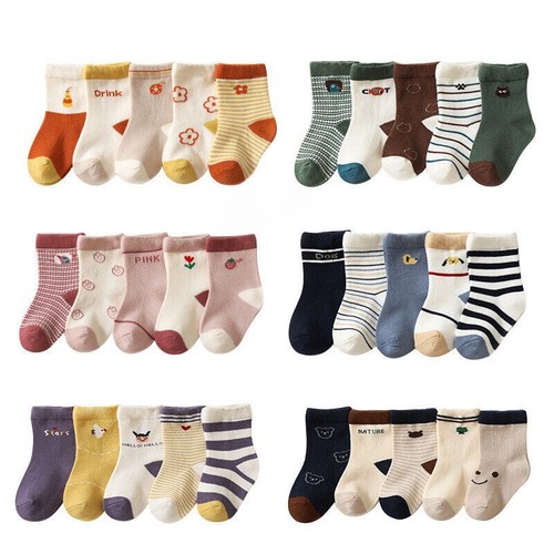 5 Pairs Cotton Kids Socks Winter Baby Girls Boys Newborn Toddler Socks 0-8 Yrs - Picture 4 of 16