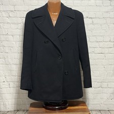 60s US Navy Kersey Wool Peacoat USN Military Heavy Anchor Buttons Size 36R FLAWS