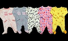 Baby Girl Newborn Carter's Cotton Sister Sleeper Pajama Clothes Lot Bundle