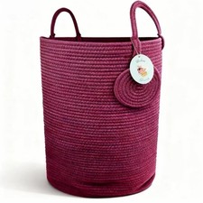 Large Laundry Hamper, Cotton Rope Basket with Dual-Secure Woven Handle, Laund...