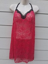 Secret Treasures Size XL Babydoll Lingerie Lace Nightie Sleepwear Red Black Trim