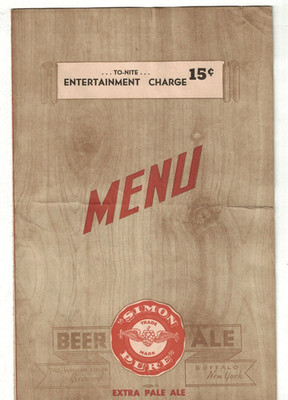Vtg 1940s Cocktail Menu Frank's Casa Nova Nightclub Buffalo NY Simon Brewery