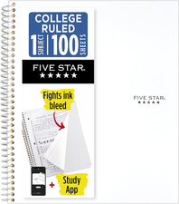 Spiral Notebook Study App, 1 Subject, College Ruled Paper, 8-1/2" X 11", 100 S