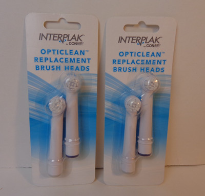 Interplak Opticlean Electric Toothbrush Replacement Brush Heads TWO Packs of 2
