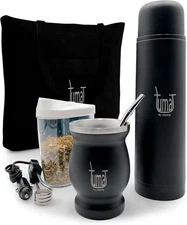 Complete Yerba Mate Kit - Includes Mate Cup, Straw (Bombilla), 750Ml Thermos, Ba