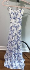 Windsor Blue and Ivory Floral Print Maxi Dress Sz Small #0192
