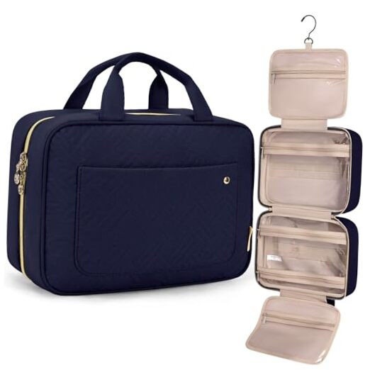 Water-resistant Hanging Toiletry Bag for Travel Makeup Organizer in Large Blue-image