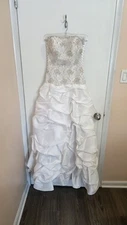 Alyce Designs Wedding Dress Size 4 White Silver Gold Msrp $429 Sleeveless 