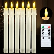  6 Pack Flameless Candles with Remote Control Timer, 6PCS-Taper Candle