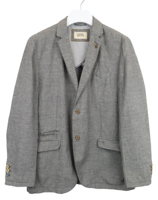 CAMEL ACTIVE Wash Out Effect Mens Blazer EU 54 Grey Single Breasted Linen Blend