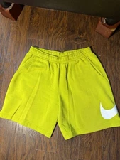 Nike Mens Large  Sweat Shorts Lime Green Big Swoosh