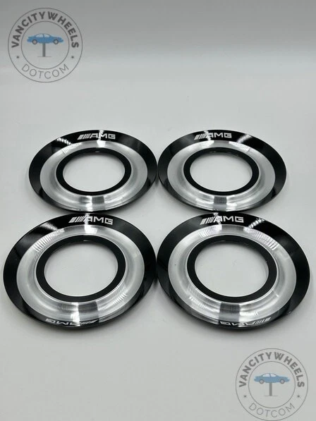 4pcs Mercedes Benz GT63 S63 SL63 GLS63 E63 AMG Silver Black Wheel Center Hub Cap - Image 4 of 4