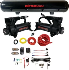 airmaxxx Dual 580 Black Air Compressors w/Wire Kit & 5 Gallon Steel 9 Port Tank