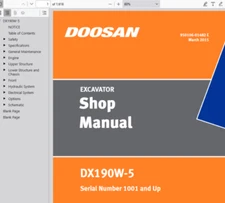Daewoo Doosan DX190W-5 Excavator Shop Service Repair Manual PDF USB
