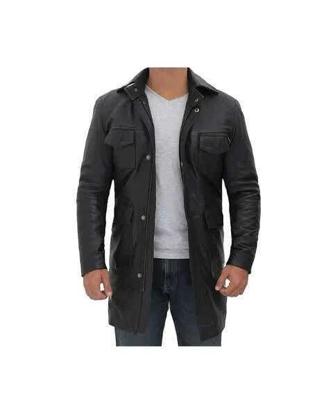 Three quarter leather coats sale