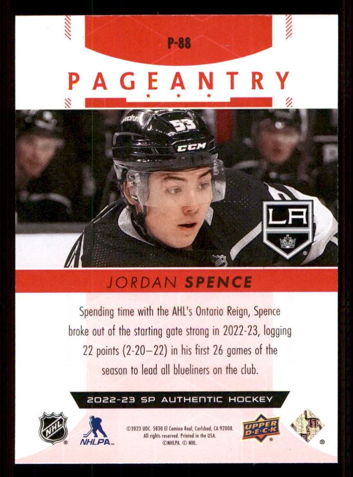 2022-23 SP Authentic Pageantry Red #P88 Jordan Spence - Image 2 of 2