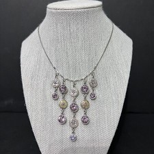Pilgrim danish designs lavender cascade bib enamel flowers crystal necklace