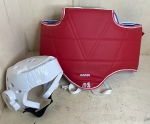 Men's AAMA #2 Martial Arts Padding Protection Chest & Head Color: Red/White