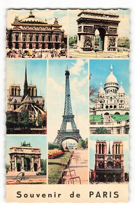 Postcard 1962 Souvenir de Paris multiple views VTG VPC03.