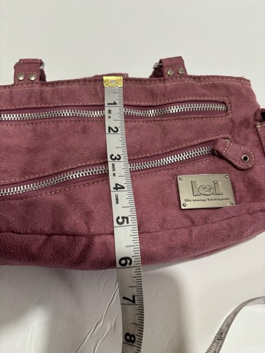 l. e. i. Y2K Pink Suede With Zip Pockets Hand Bag - Picture 3 of 14