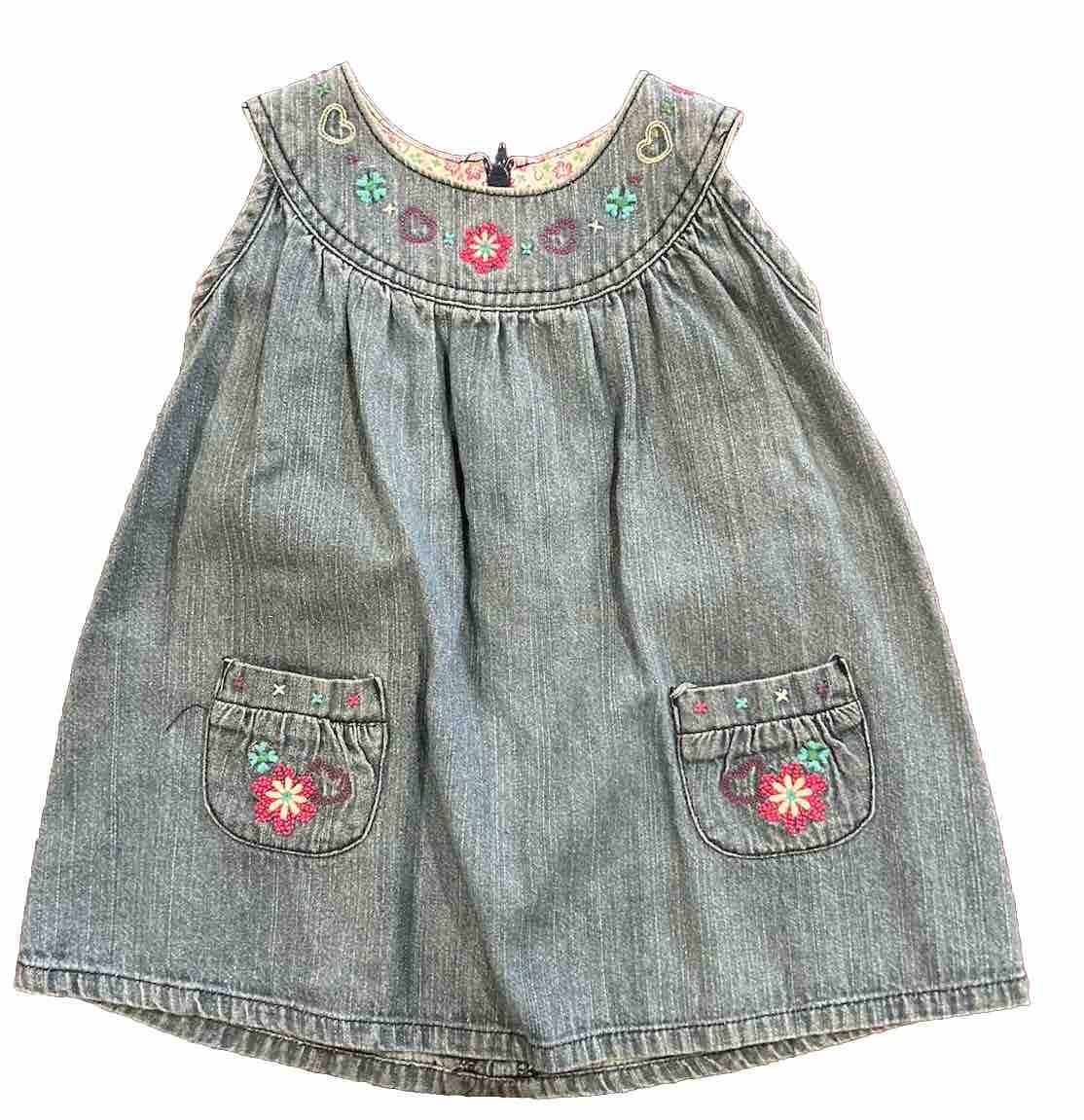 Arizon Denim Dress. Baby 18 Months. Embroidered Design. Pockets.Zippered  Back. | eBay