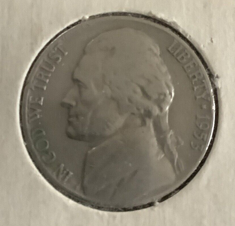 US 1953 D Jefferson Nickel Monticello 5 Cents Coin 1953 D
