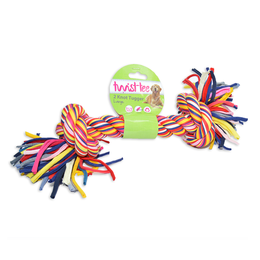 Nuts For Knots Twist-Tee 2 Knot Cotton Dog Tug Toy, Large - Recycled & Machine Washable