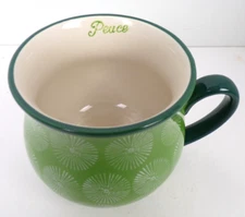 Pioneer Woman Peace Green Jumbo Belly Starburst Stoneware Coffee Soup Mug 28 oz