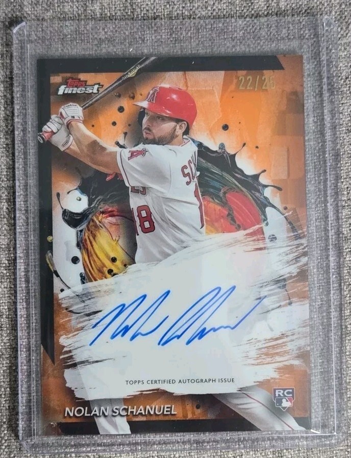 2024 Topps Finest RC Nolan Schanuel Auto On-Card Orange Refractor /25. Angels