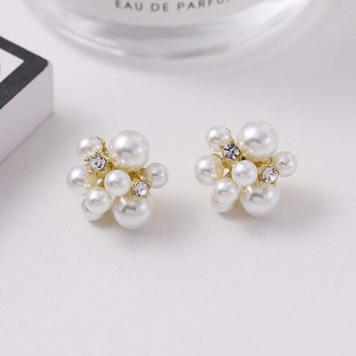 Fashion accessories gold plated flower crystal jewelry stud earrings for womens - Picture 6 of 16