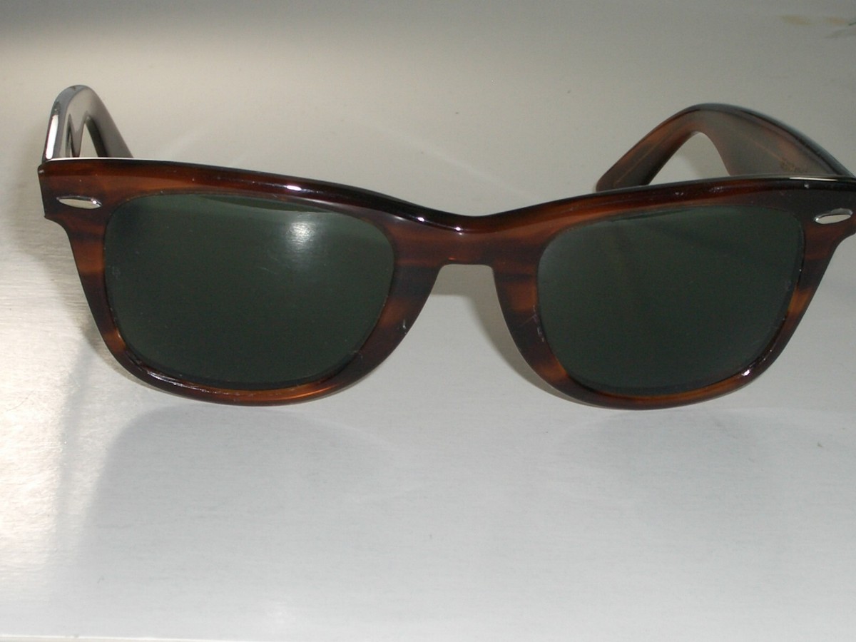 VINTAGE B&L RAY-BAN USA L2053 ACETATE TORTOISE G15 UV WAYFARER 50
