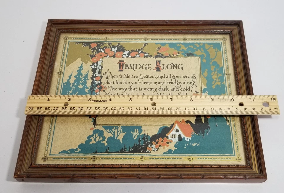 Vintage Framed Motto "Trudge Along" 11" x 9" Great Pre-owned Condition - Image 4 of 4