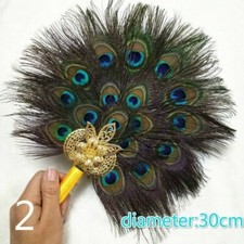 Peacock Marabou Feather Hand Fan Double Side Handmade Vintage Pagan Wicca Gift
